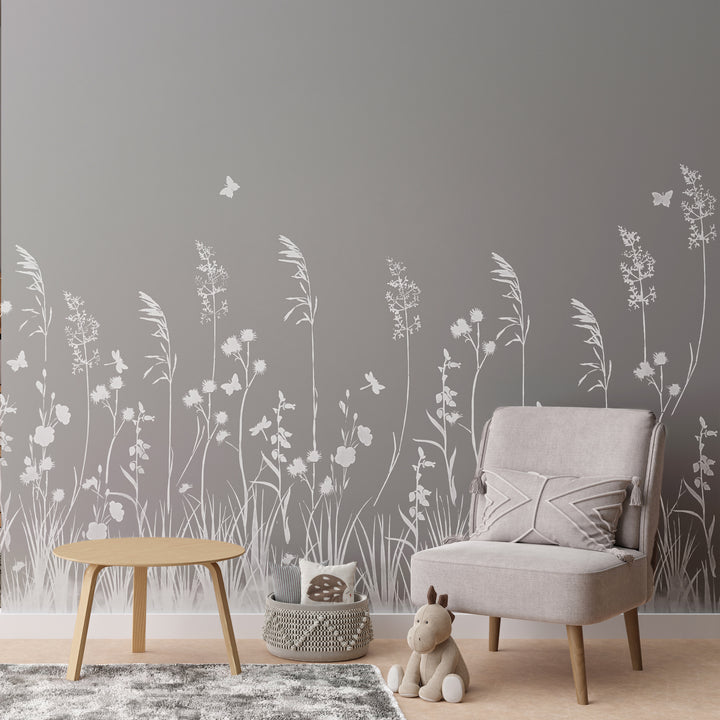 Large Meadow Wall Stencil – Floral Botanical Design