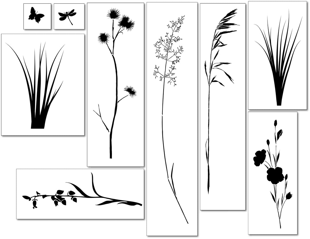 Large Meadow Wall Stencil – Floral Botanical Design