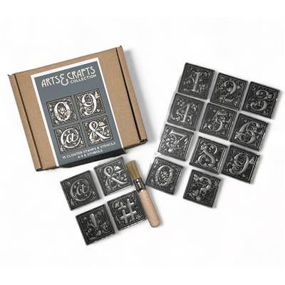 William Morris inspired Cloister numbers and symbols