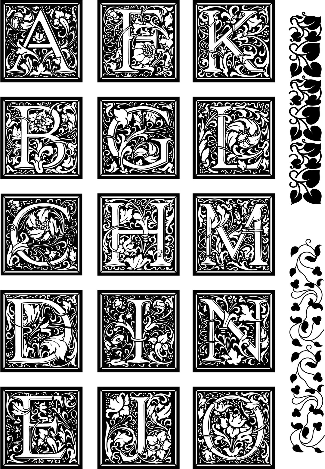 William Morris Inspired Cloister Letter stamp sets