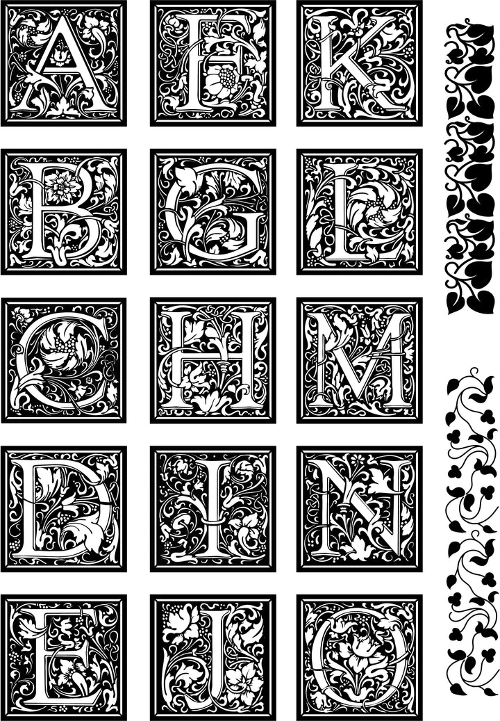 William Morris Inspired Cloister Letter stamp sets