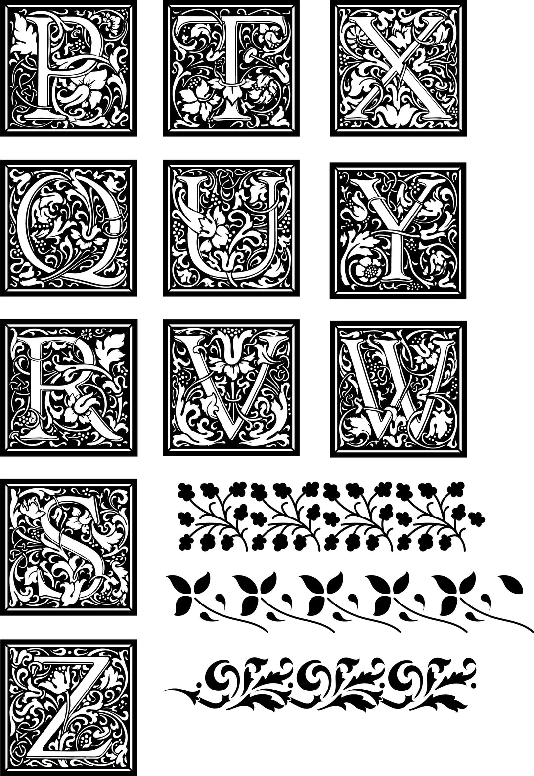 William Morris Inspired Cloister Letter stamp sets