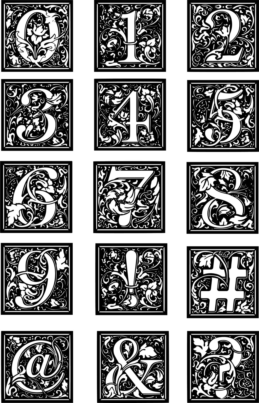 William Morris Inspired Cloister Number stamp set