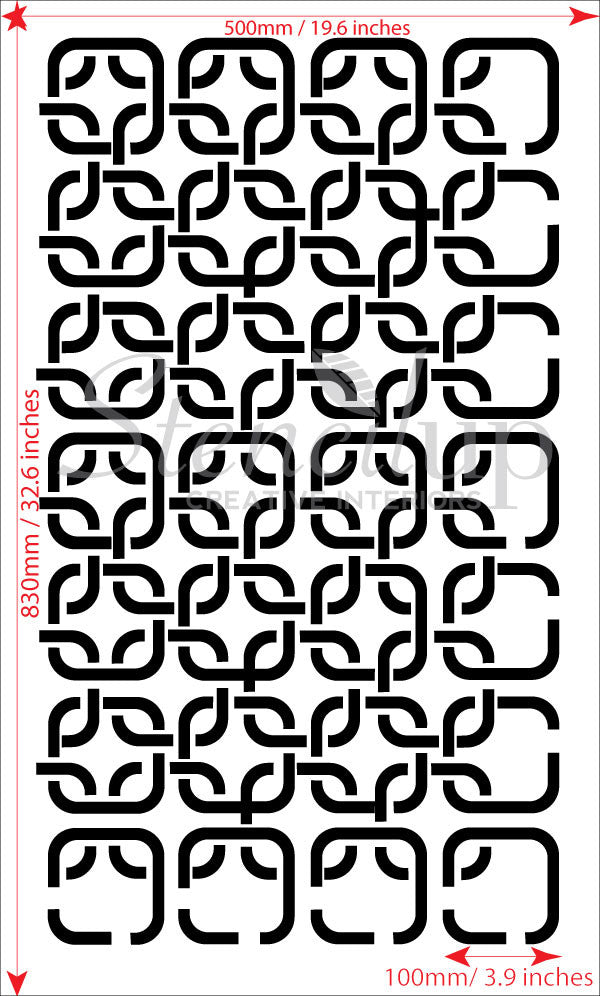 ROUNDED SQUARE LATTICE Wall Stencil - Stencil Up