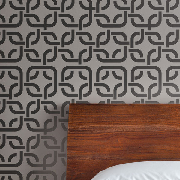 ROUNDED SQUARE LATTICE Wall Stencil - Stencil Up