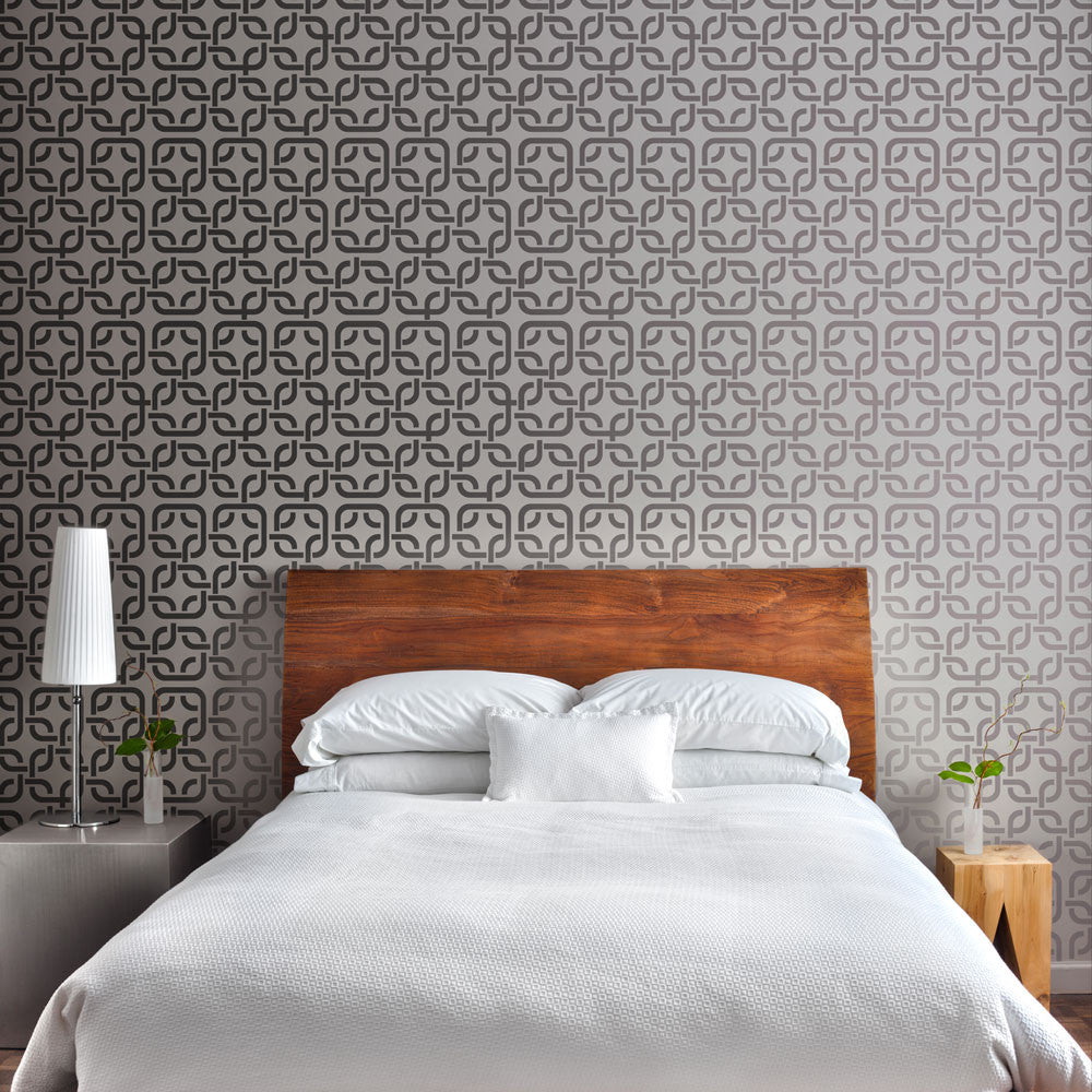 ROUNDED SQUARE LATTICE Wall Stencil - Stencil Up