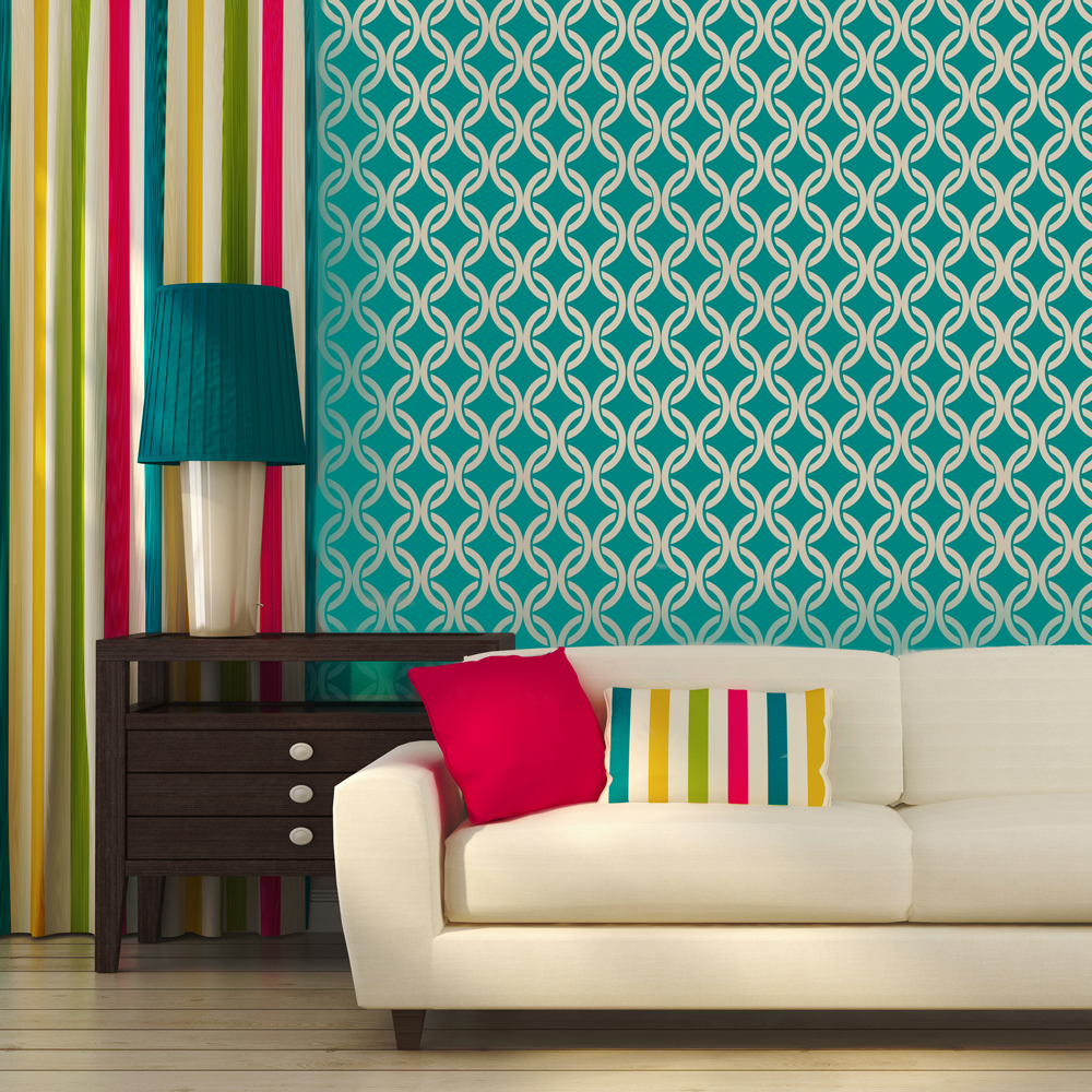 LINKED CIRCLES Wall Stencil - Stencil Up