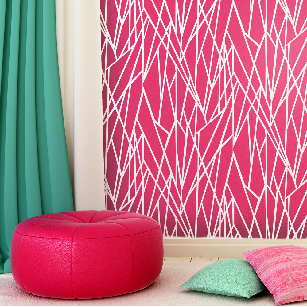 SHARDS Wall Stencil - Stencil Up