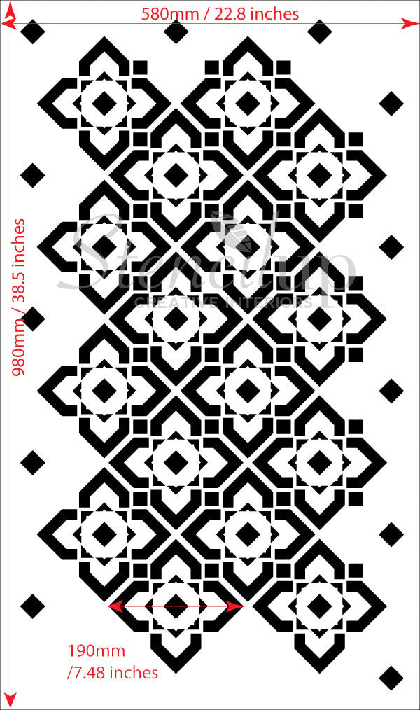 DIAMOND LATTICE Wall Stencil - Stencil Up
