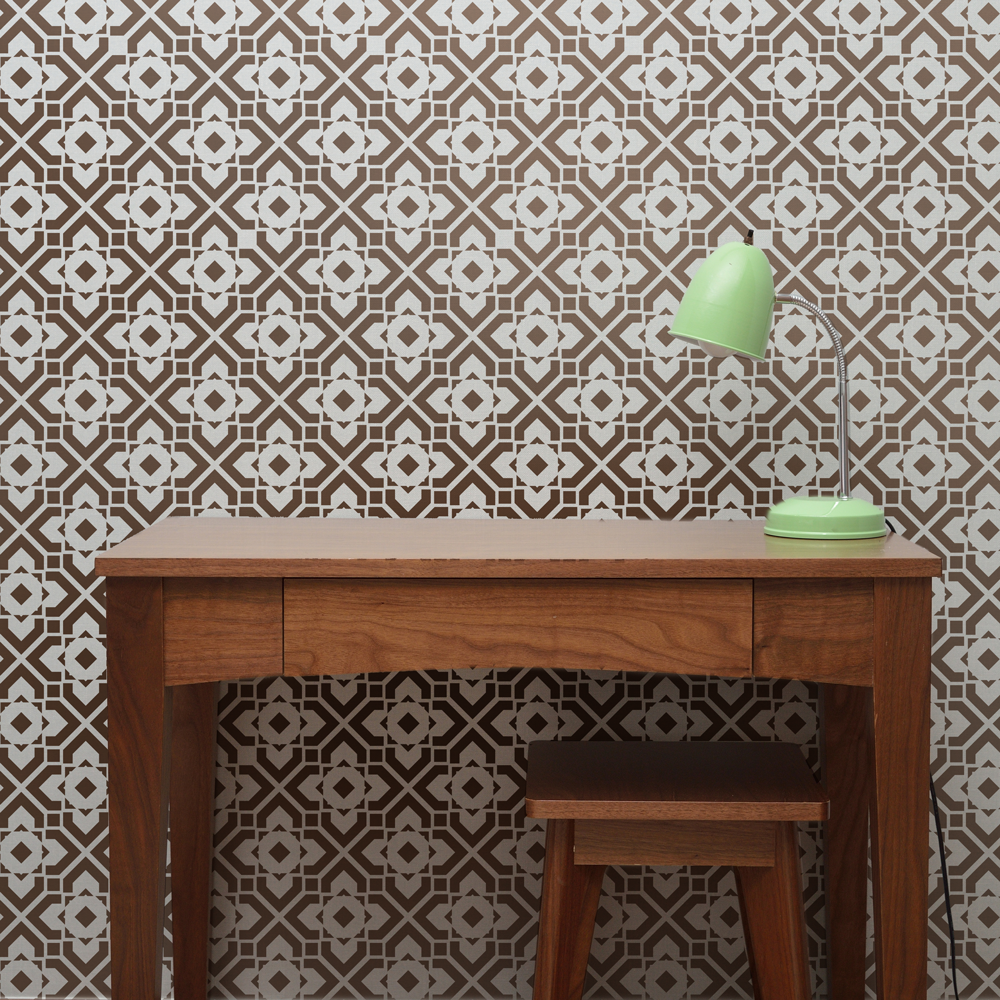DIAMOND LATTICE Wall Stencil - Stencil Up