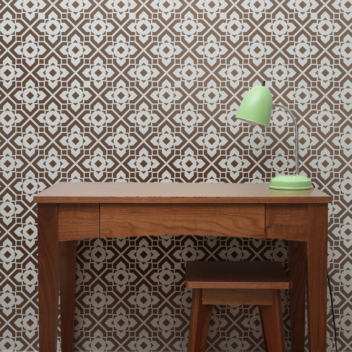 DIAMOND LATTICE Wall Stencil - Stencil Up