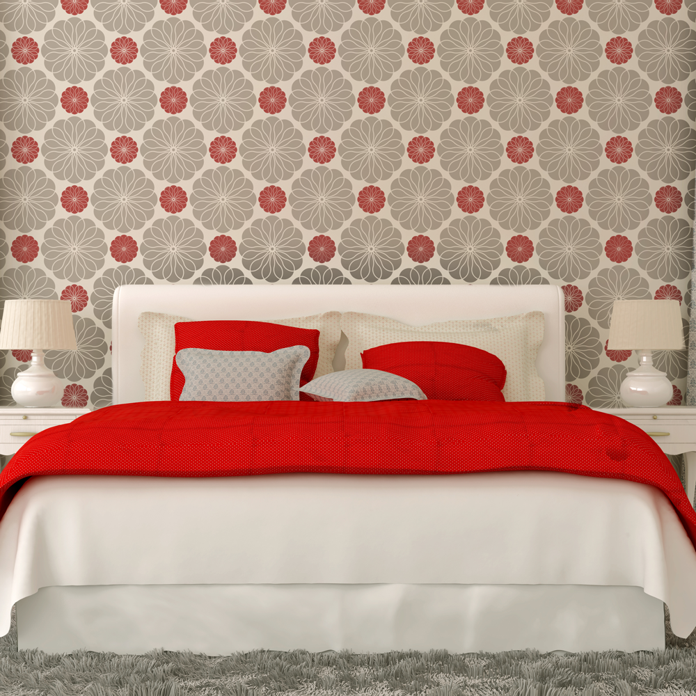 REPEATING FLOWERS Wall Stencil - Stencil Up