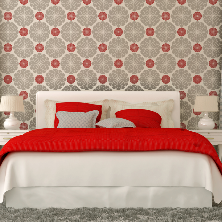 REPEATING FLOWERS Wall Stencil - Stencil Up