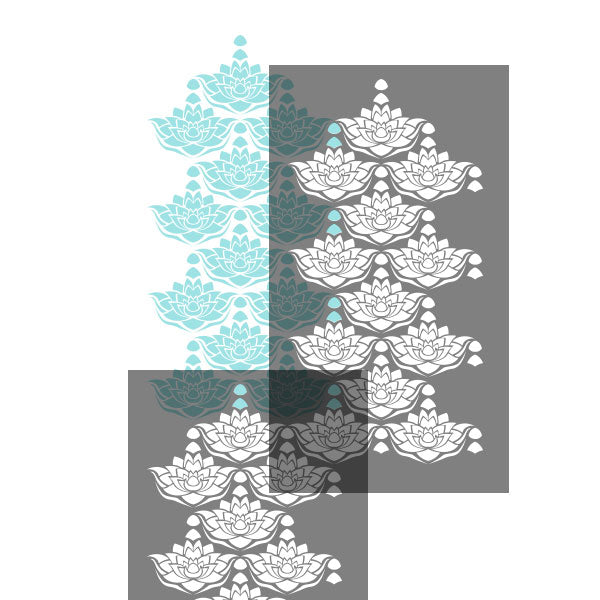 Lotus Flower painted wall stencil overlay guide