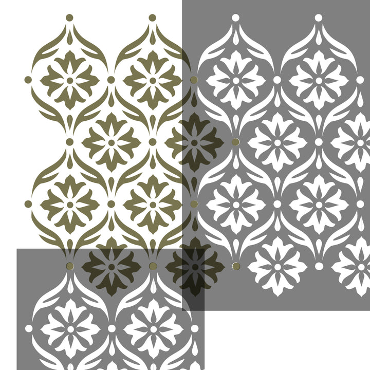 SIMPLE DAMASK Wall Stencil - Stencil Up