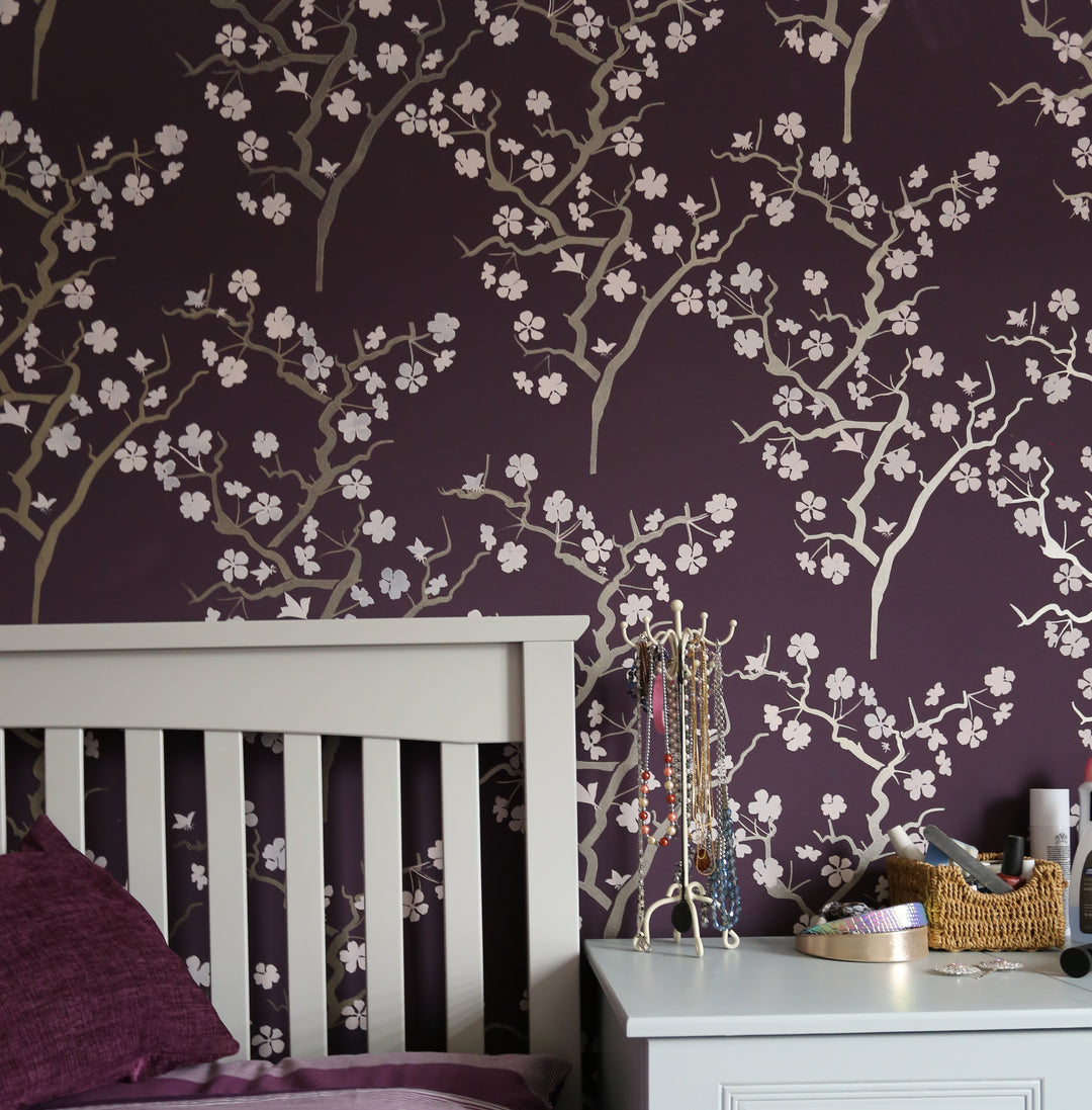 Cherry Blossom purple stencil