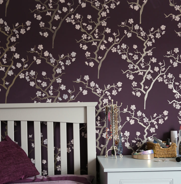 Cherry Blossom purple stencil