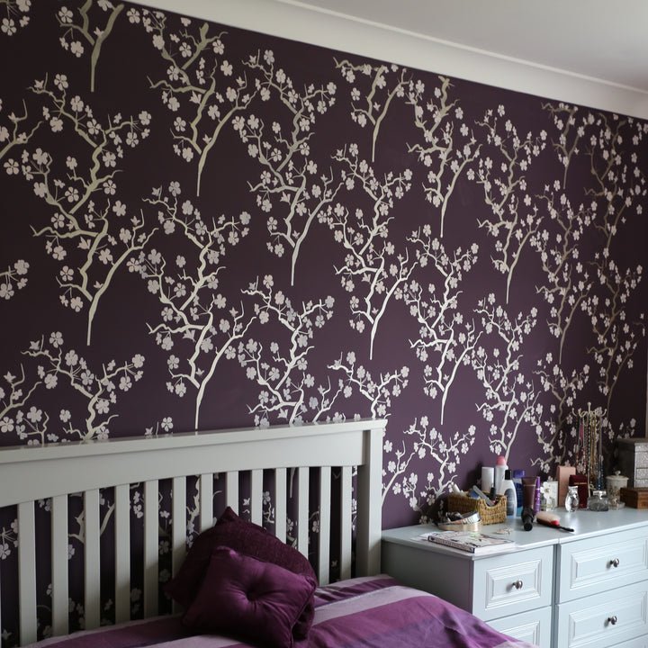 Purple Sakura painted stencil