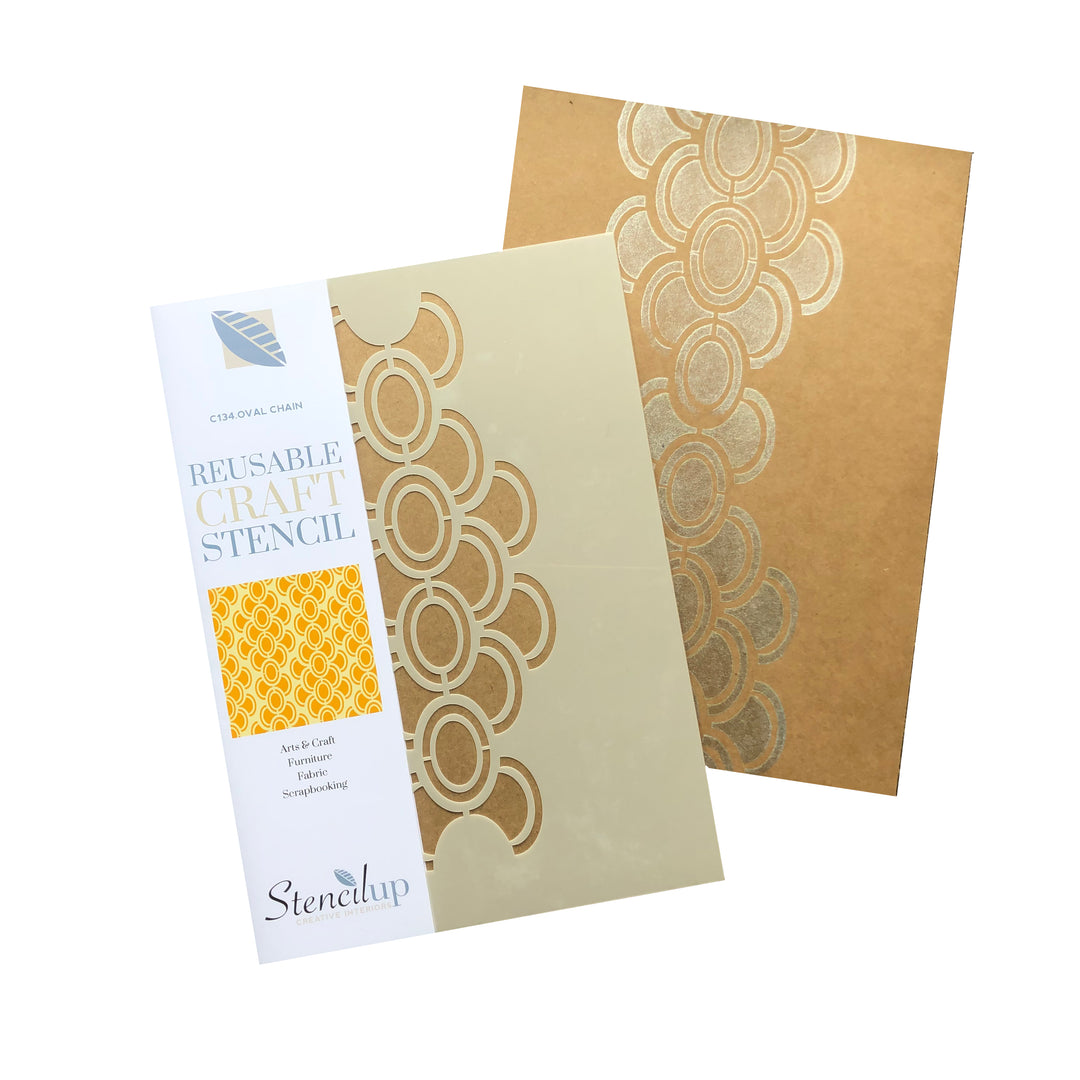 oval chain 70's craft stencil