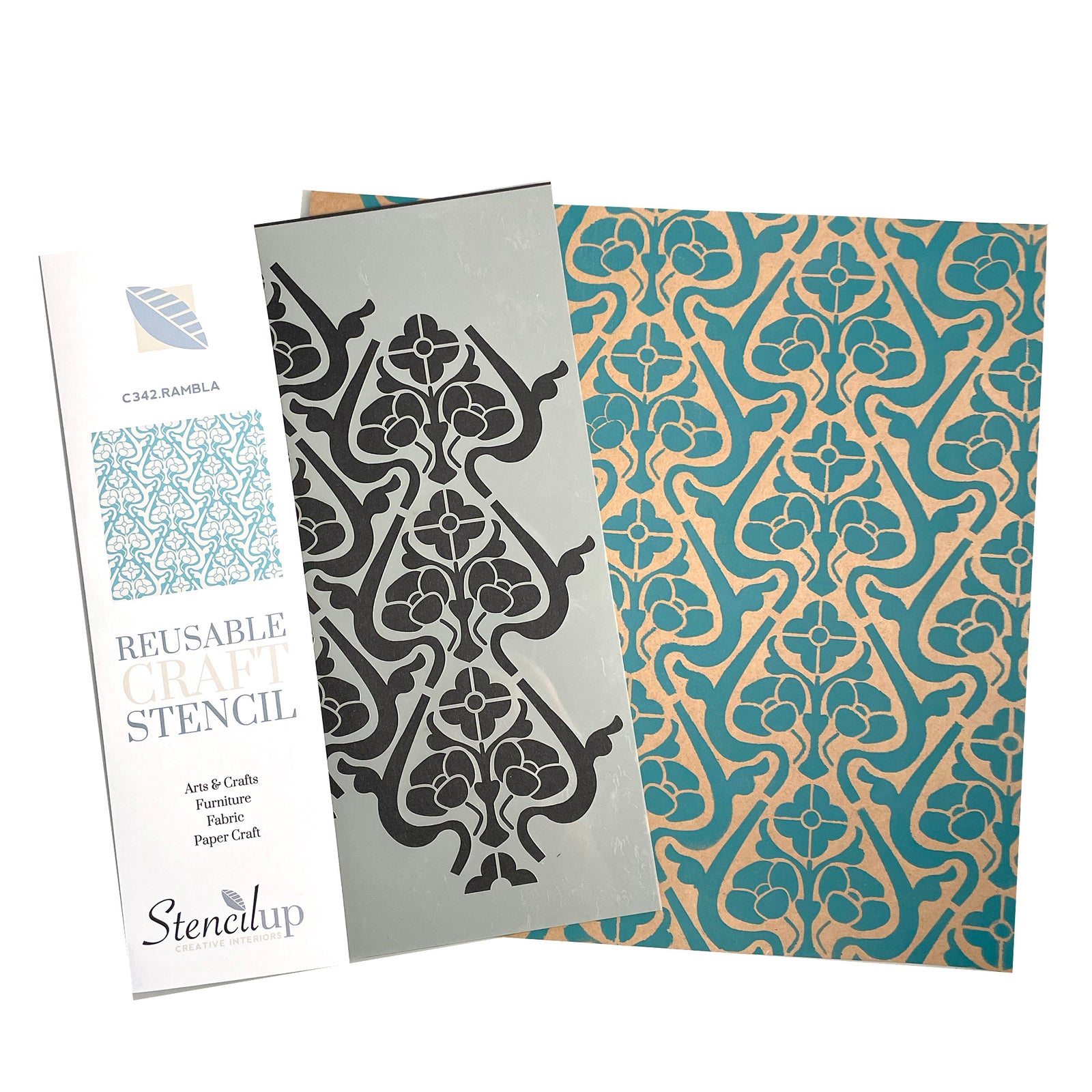 Rambla gothic repeating stencil for painting - stencil.co.uk