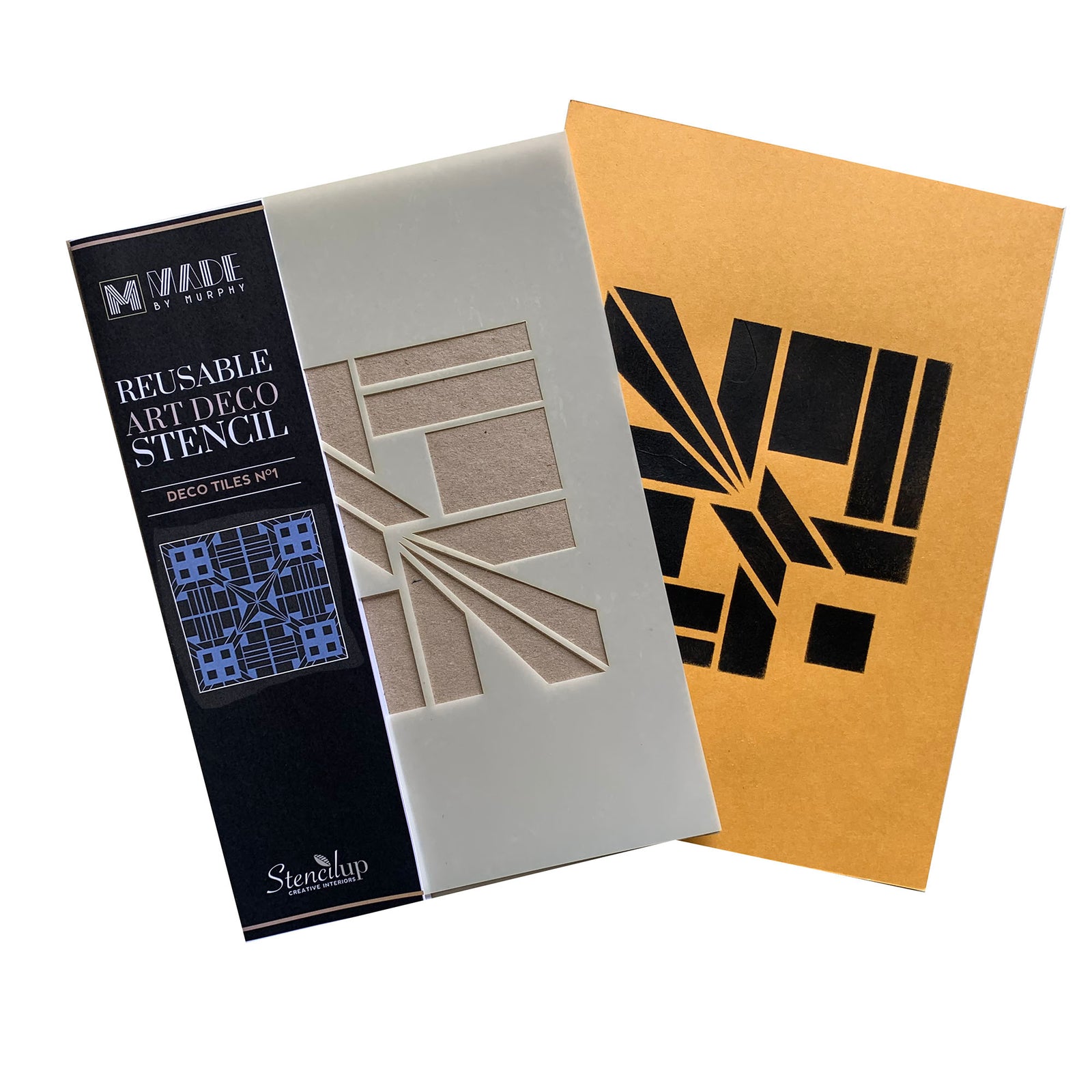 Art Deco tile stencil for painting tiles - stencil.co.uk