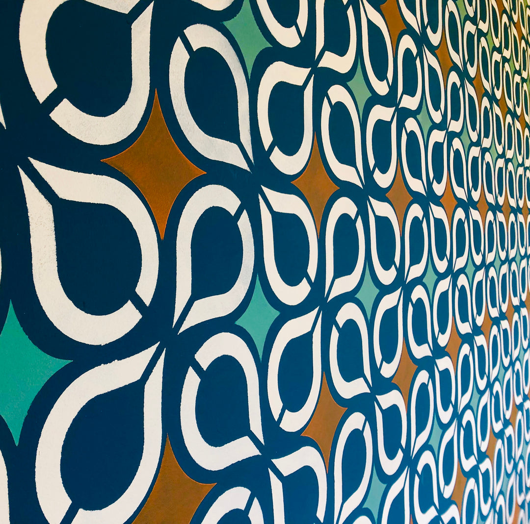 retro pattern wall stencil