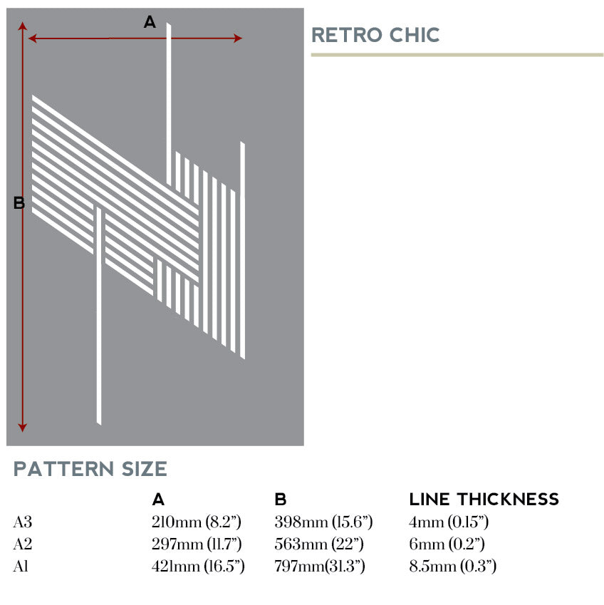 Retro geometric stencil for furniture - stencil.co.uk