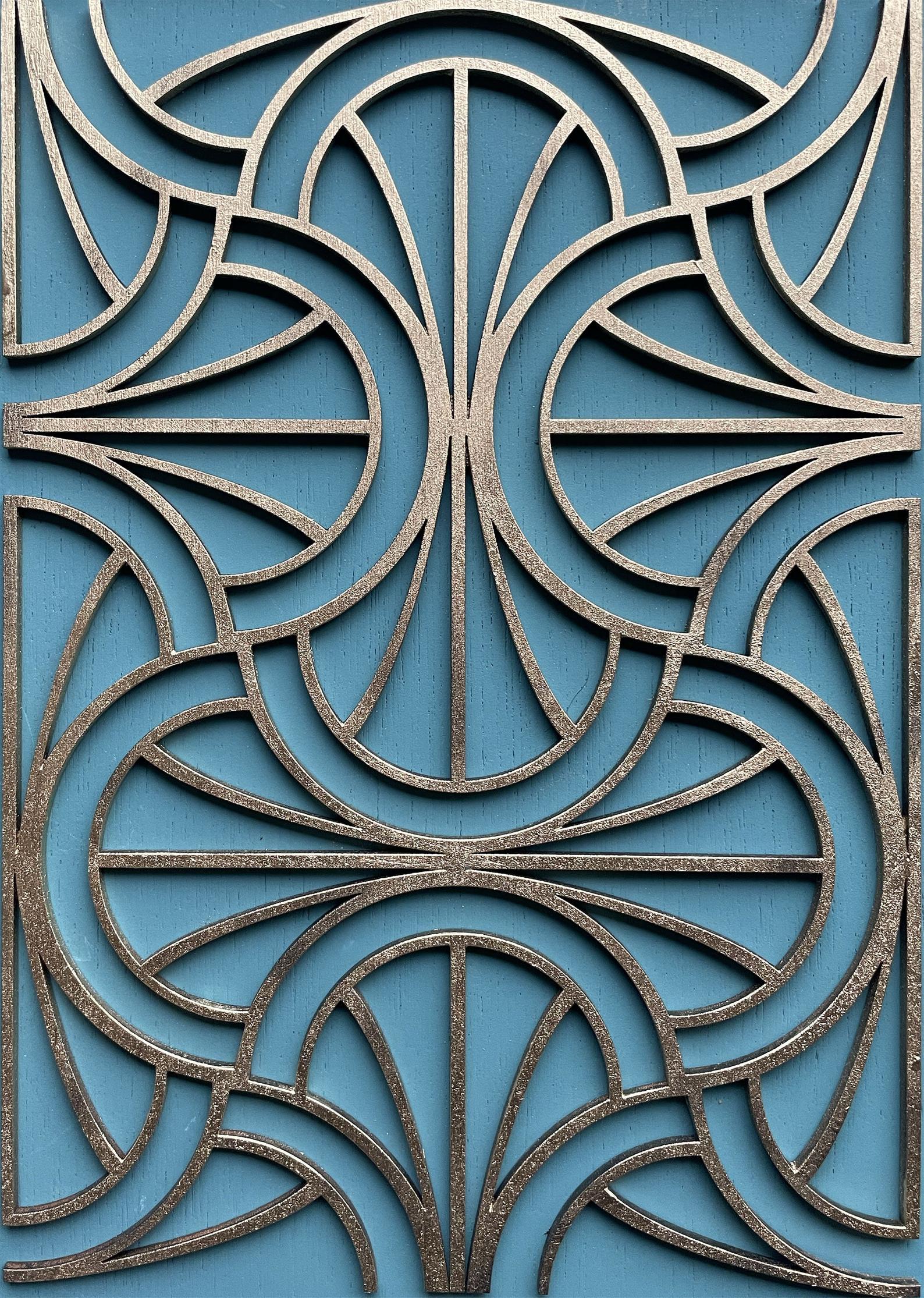 Art Deco wooden panel - adhesive lattice panel for furniture - stencill up.co.uk