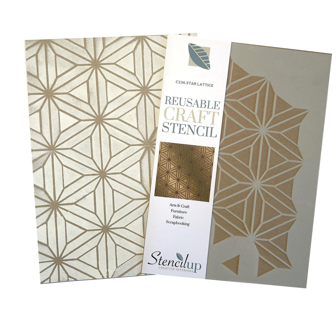 Star lattice stencil for painting furniture - craft stencil - stencil.co.uk