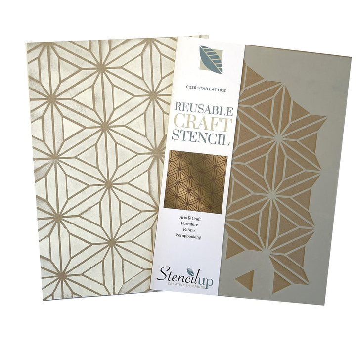 Star lattice stencil for painting furniture - craft stencil - stencil.co.uk