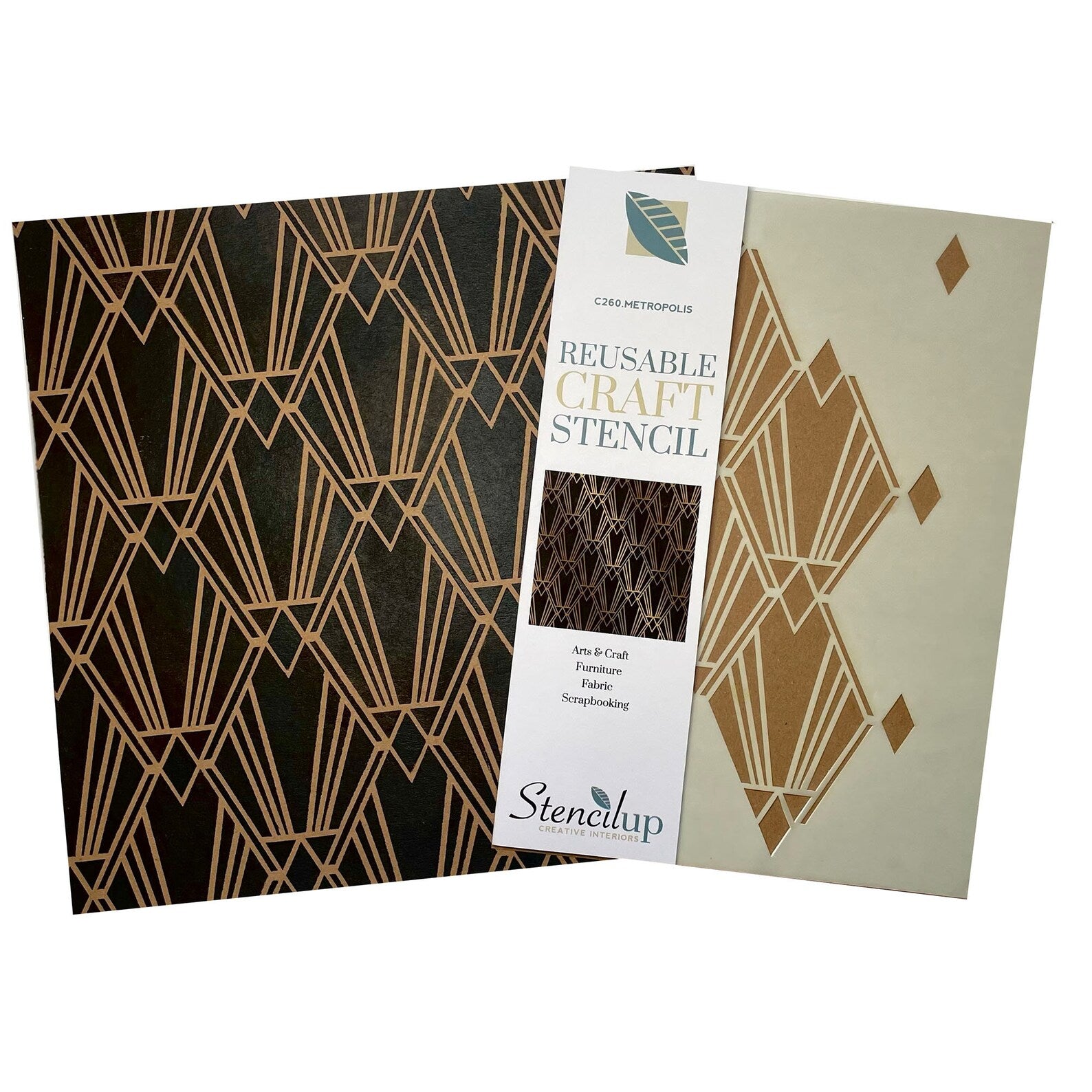 Metropolis Art Deco stencil for painting furniture and crafts - stencil.co.uk