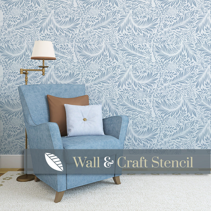 William Morris Larkspur stencil for wall - stencil.co.uk