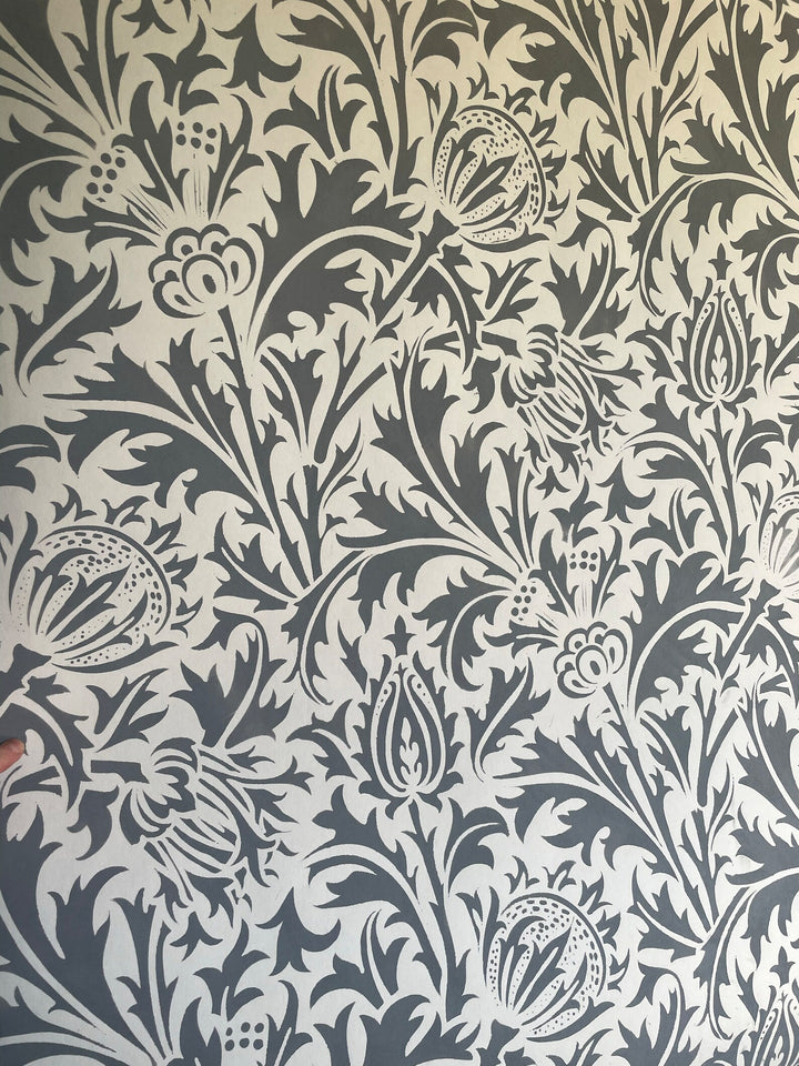 William Morris Thistle stencil for painting walls - stencilup.co.uk