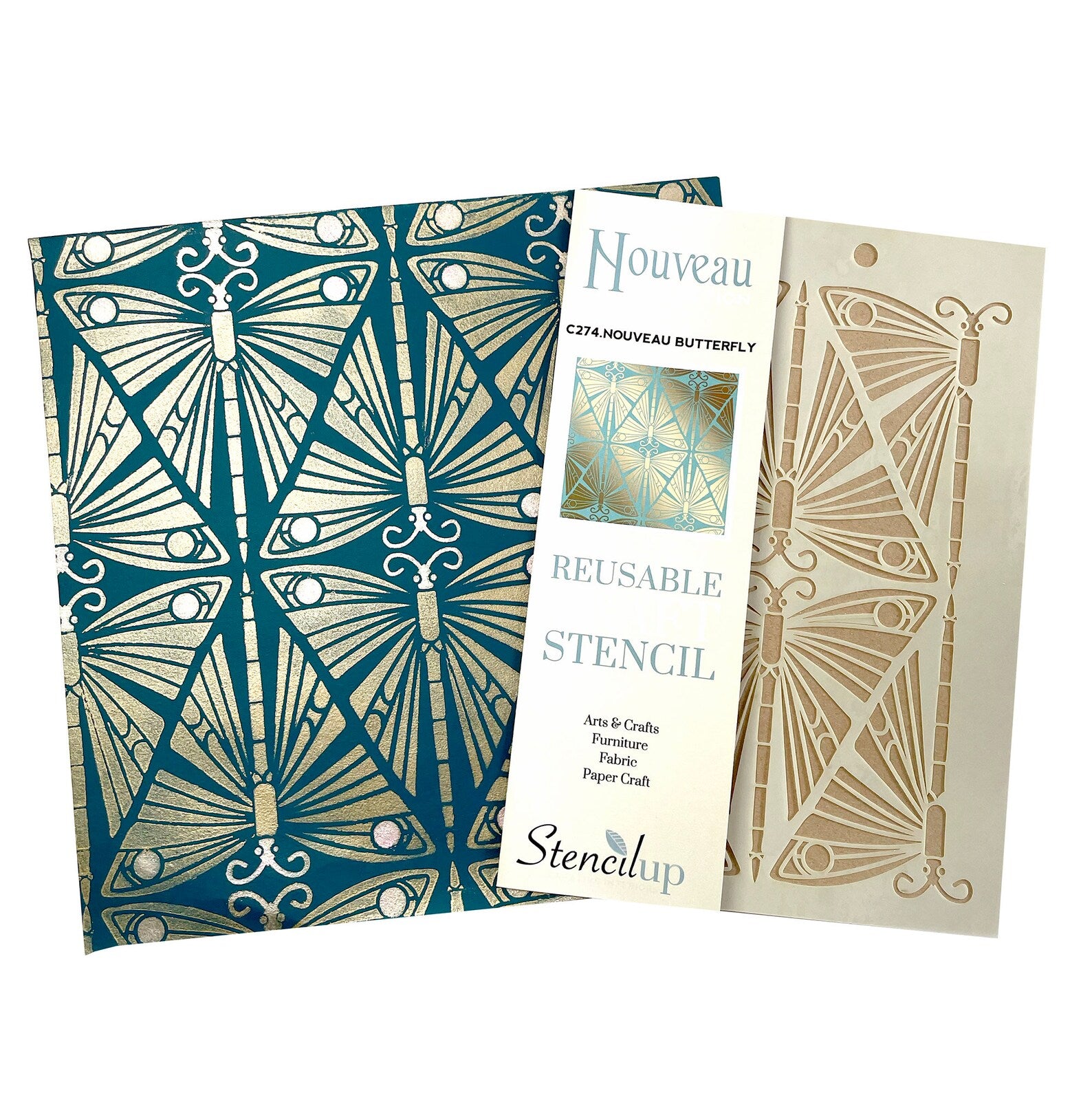 Art Nouveau stencil - Art Nouveau Butterfly stencil - stencil.co.uk