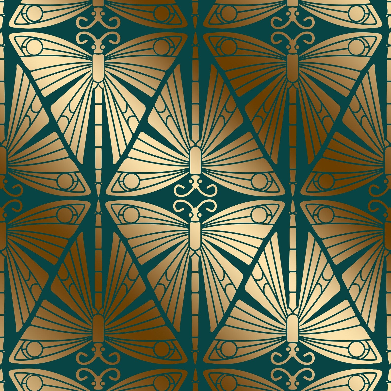 Art Nouveau stencil - Art Nouveau Butterfly stencil - stencil.co.uk