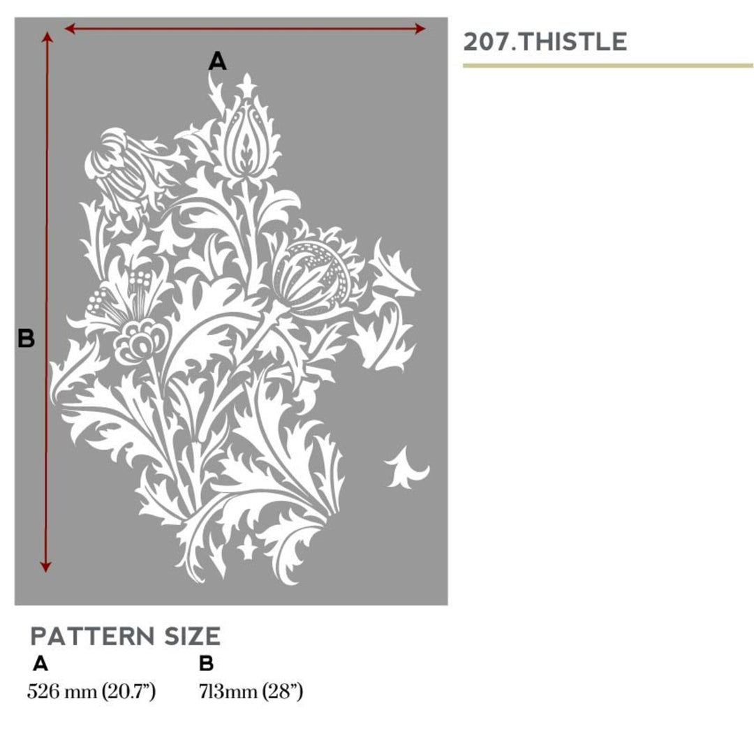 William Morris Thistle stencil for painting walls - stencilup.co.uk