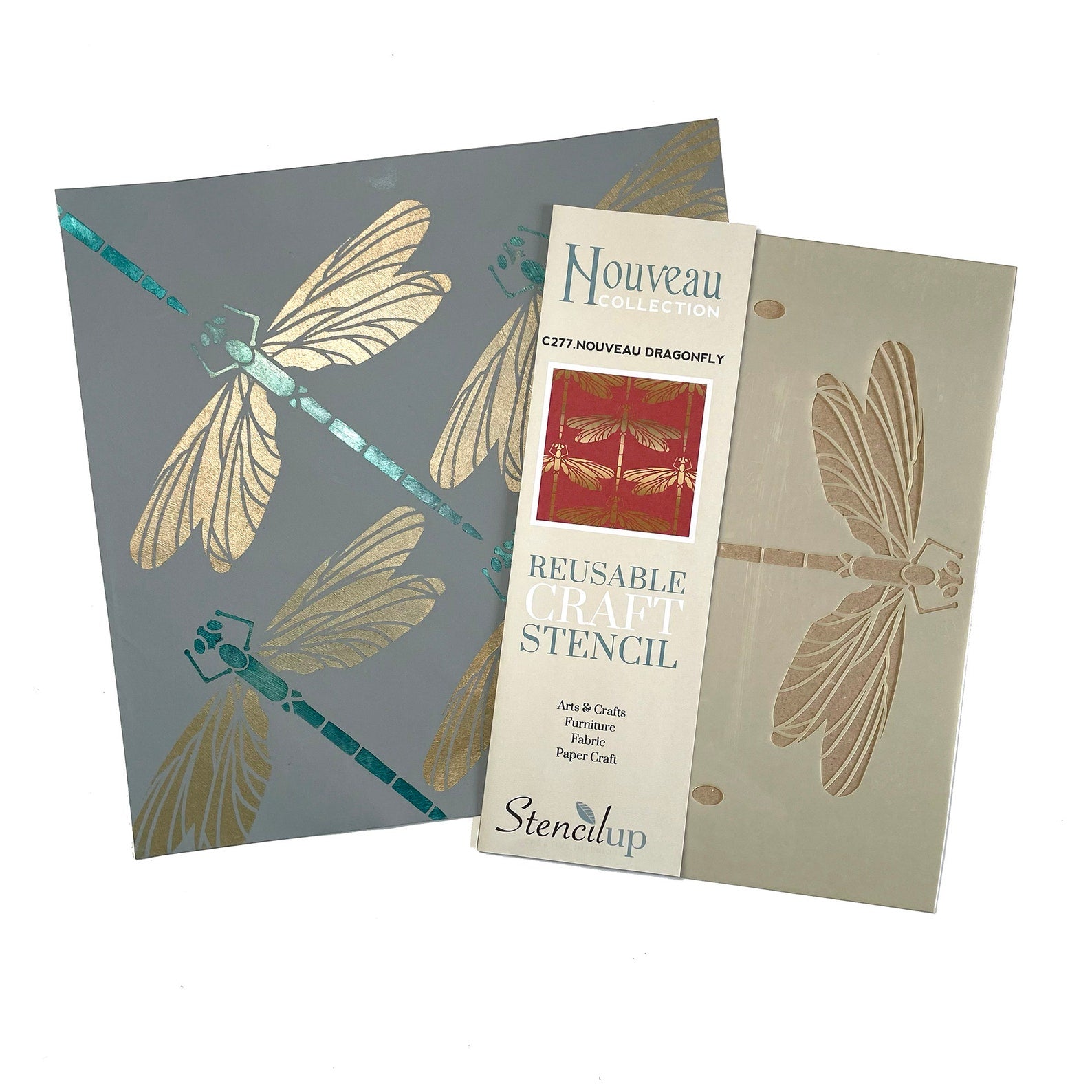 Art Nouveau Dragonfly stencil for painting - stencilup.co.uk