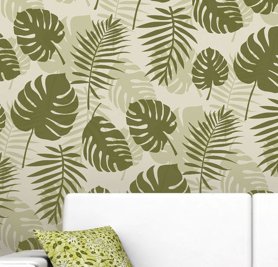 Monstera wall stencil