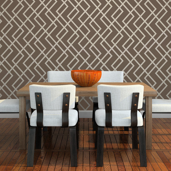 HERRINGBONE Wall Stencil - Stencil Up
