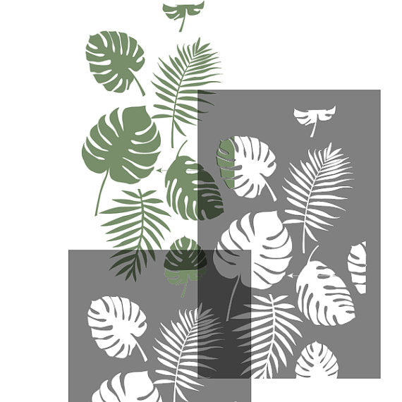 Monstera wall stencil