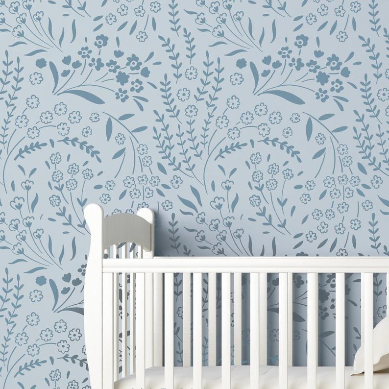 Forget-me-not wallpaper - stencilup.co.uk