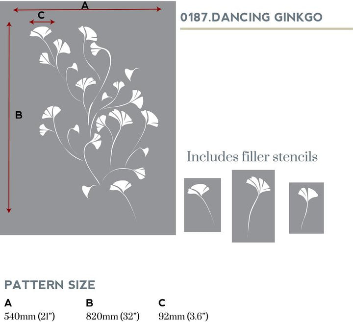 Dancing Ginkgo Wall Stencil