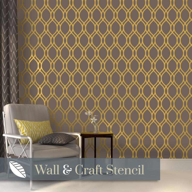 retro wave wall stencil for painting - stencil.co.uk