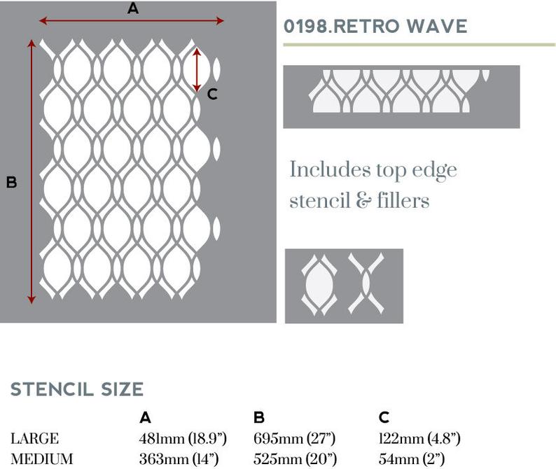 retro wave wall stencil for painting - stencil.co.uk