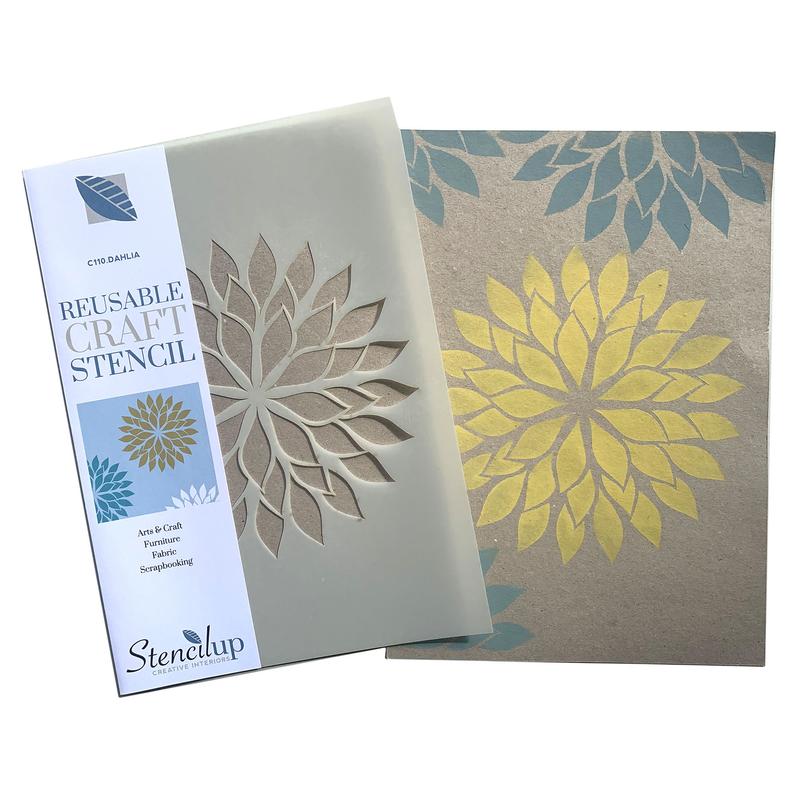 dahlia stencil - flower stencil for painting - stencil.co.uk