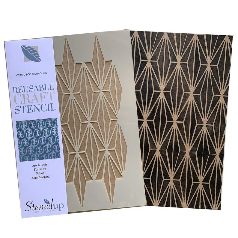 Deo Diamonds - Art Deco stencil for painting - stencilup.co.uk