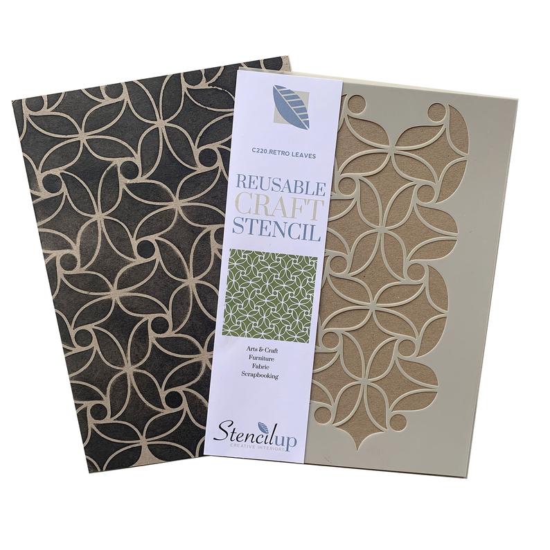 Retro leav repeating pattern stencil for craft -stencilup.co.uk