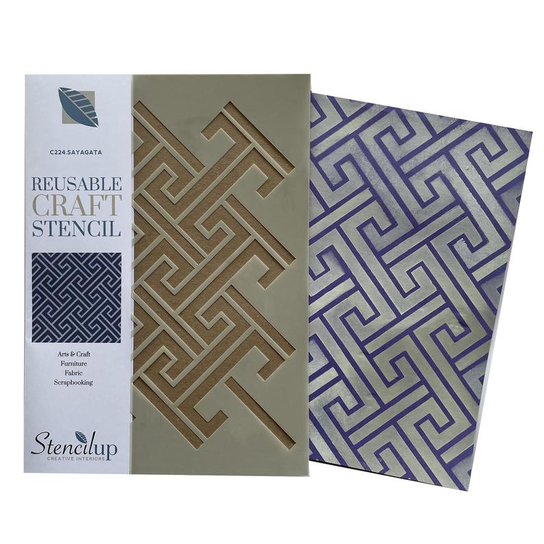 Sayagata pattern stencil for painting - stencilup.co.uk