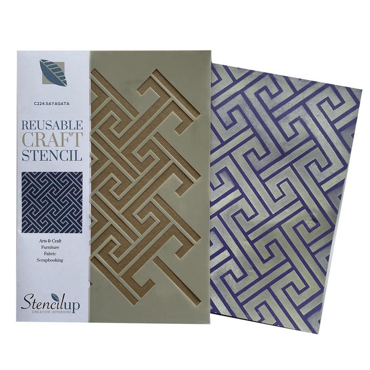 Sayagata pattern stencil for painting - stencilup.co.uk