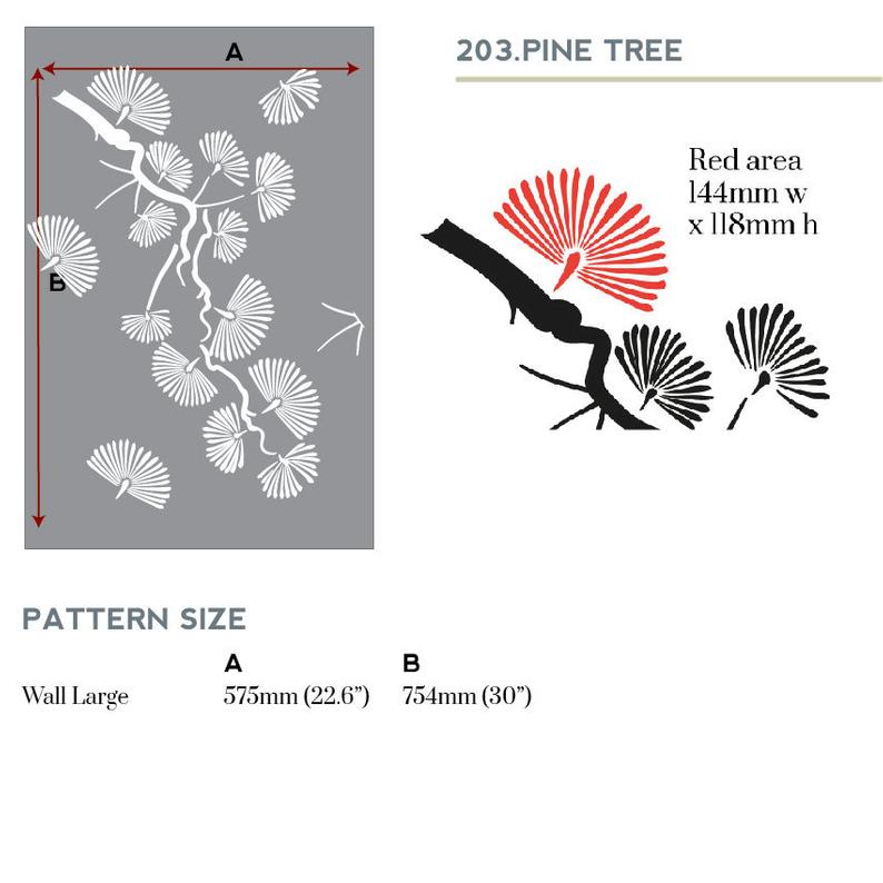 Pine Tree Oriental Wall Stencil